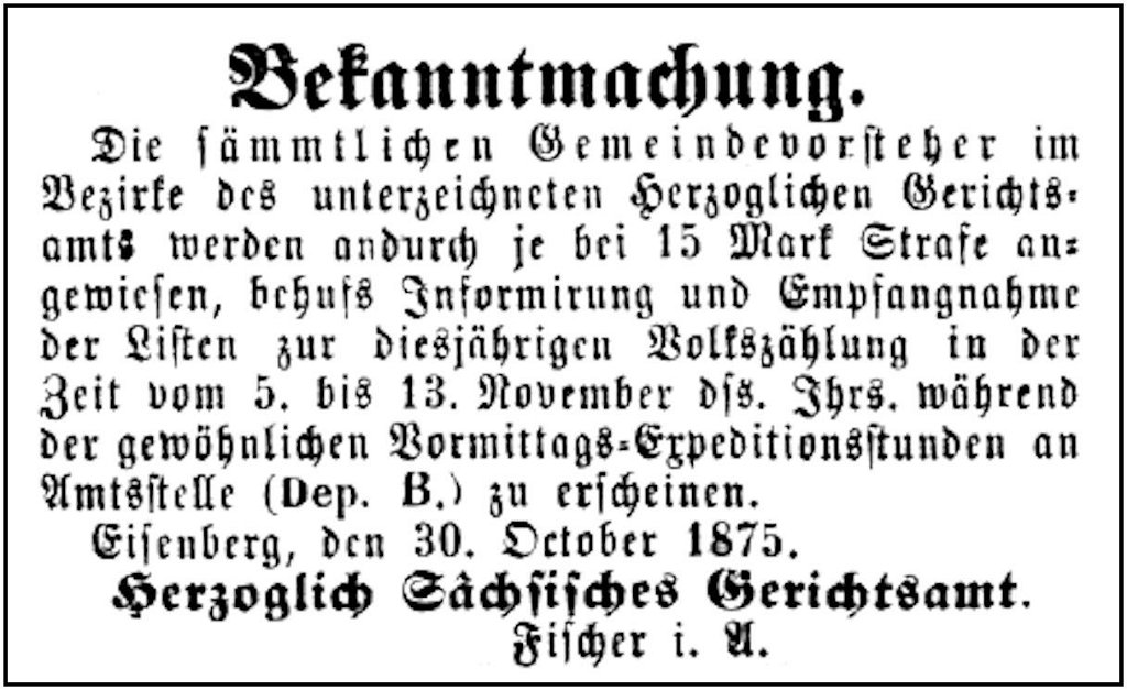 1875-10-30 Hdf Volkszaehlung November 1